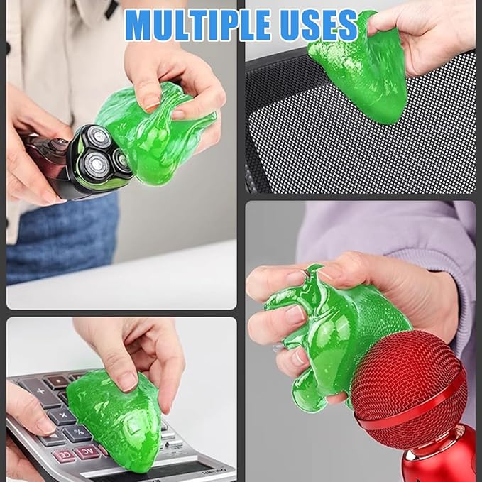 Car Cleaning Gel, Vehicle Dust Detailing Putty Slime Cleaner Kit for Air Vent, Reusable Automotive Interior Detail Clean Mud Removal Tool, Universal for SUV Sedan Truck (Green)
