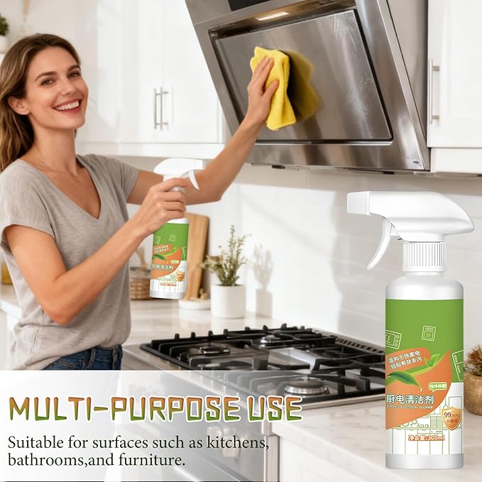 Cleanse Natural Enzyme Formula to Household Appliances, Electrolyzed Ion Kitchen Cleaner Spray, Cleaner Stain Remover Spray, Kitchen Multi-purpose Foam Cleaner Spray for Hood, Oven, Stove(300ML)