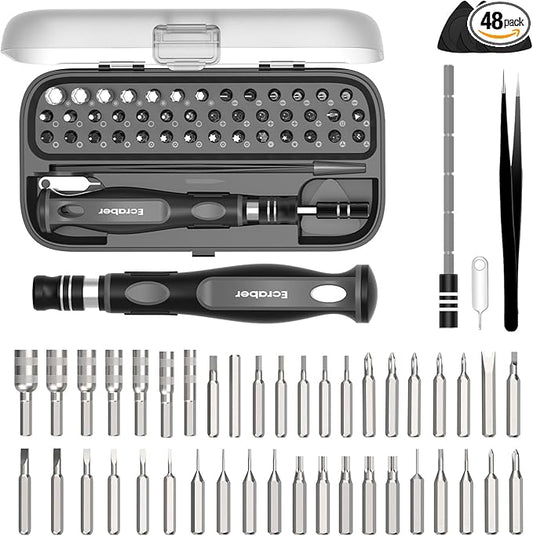48-in-1 Precision Magnet screwdriver sets, Ergonomic Anti-slip Design, S2 Steel Small Repair Tool Kit for iPhone, Watch, Macbook, Computer, Laptop, PS4 PS5, Xbox, Switch, Glasses