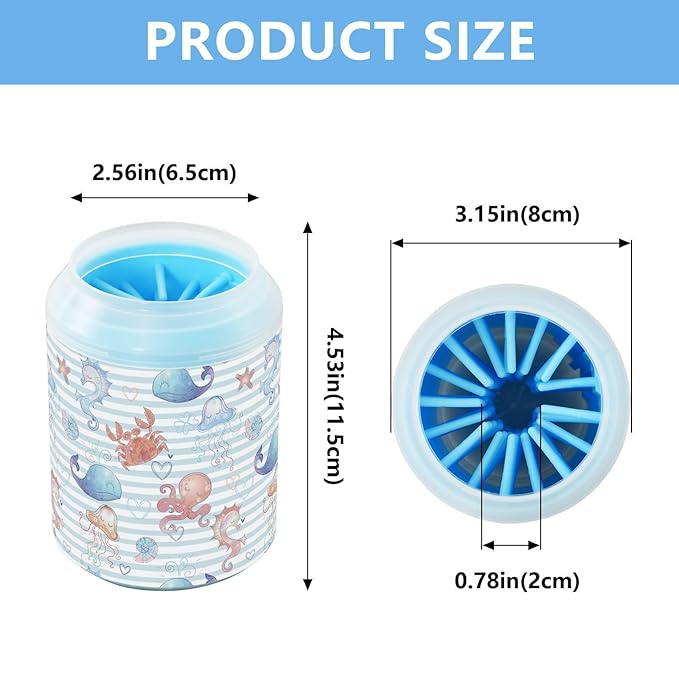 Dog Paw Cleaner Cups for Dogs Pets Foot Washer Paw Scrubber for Medium Small Cats Dogs Cleaning Cup Sea Animals