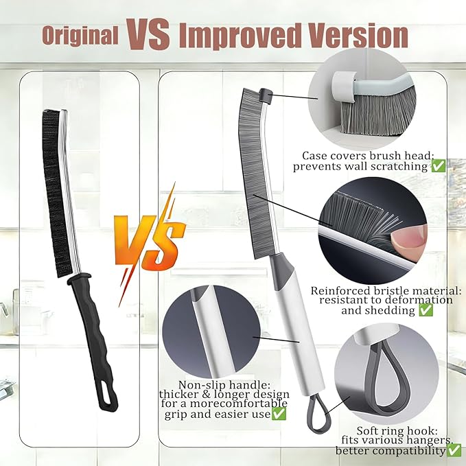 9Pcs Crevice Cleaning Brush Set, Hard Bristle Cleaning Supplies for Kitchen, Bathroom, Corner, Grout, Sink, Cup, Teapot, Bottle, Blender