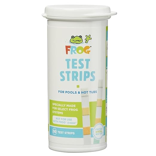 FROG Test Strips for Pools and Hot Tubs - Test Strip with Accurate Indicator for Free Chlorine or Bromine Levels, pH, Total Alkalinity and Total Hardness - Easy Water Testing - 50 Test Strips