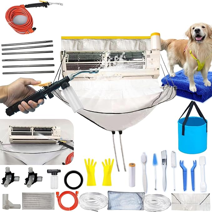 Mini Split Cleaning Bag Kit with Double Hose Drain, Double Bracket,Uniquely Designed Mini Split-Type Cleaning System Bag(30PCS,Small,White)