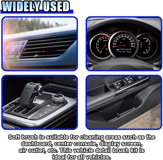 Car Detailing Brush, Ultra Soft Bristles XL Synthetic Brush, Auto Interior Dusting Brush with Storage Rack, Car Cleaning Tool for Vehicle Air Conditioner Vents, Dashboard, Leather