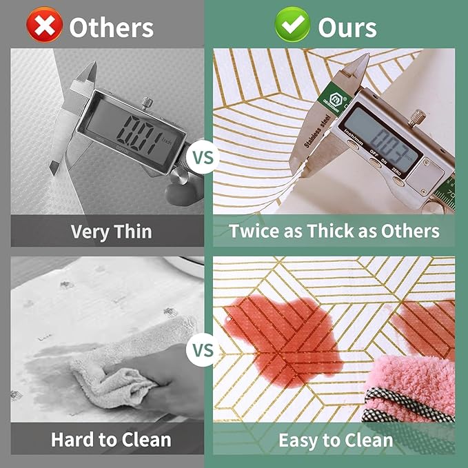 Shelf Liners for Kitchen Cabinets 23.6 in x 30 FT, Non Adhesive Cabinet Liner Strong Non-Slip Thickened Gold Geometric Drawer Liner, Easy to Clean for Shelf