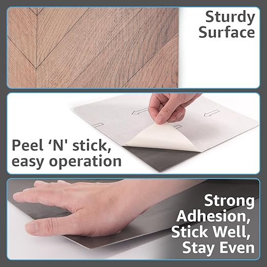 Art3d 10-Pack Herringbone Peel and Stick Vinyl Floor Tiles, 12" x 12" Self Adhesive Waterproof Wood Flooring Plank for Living Room, Kitchen, Bathroom, Bedroom, Cover 10 Sq. Ft, Brown