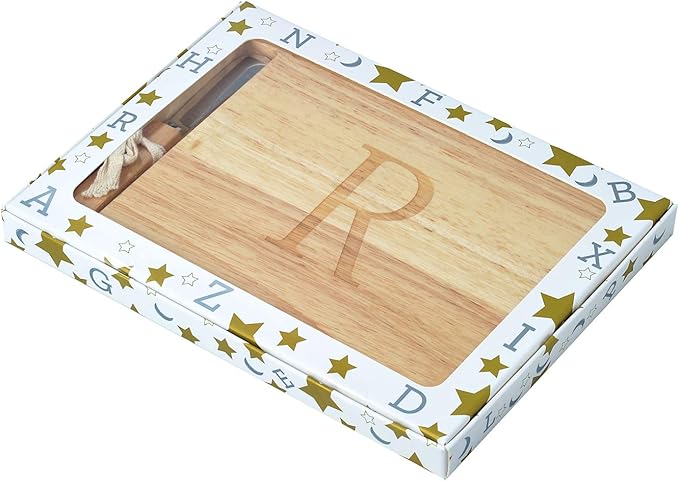 Miicol Wood Charcuterie Board, Monogram Cheese Board 10 Inch, Personalized Initial Cutting Board with Spreader, Unique Housewarming Gift, Ideal for Kitchen, Home, Letter R