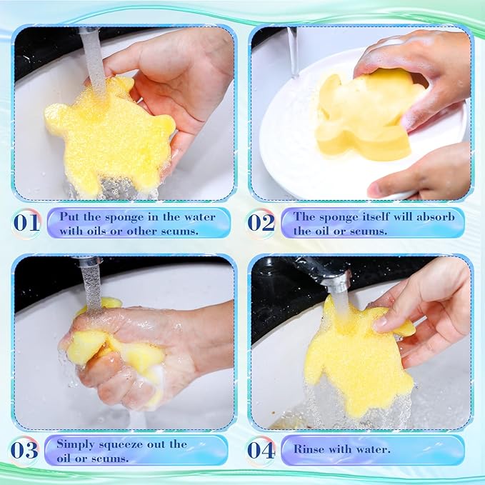 Boao 16 Pieces Oil Absorbing Sponge for Hot Tub Swimming Pool and Spa(Turtle,Multicolor)