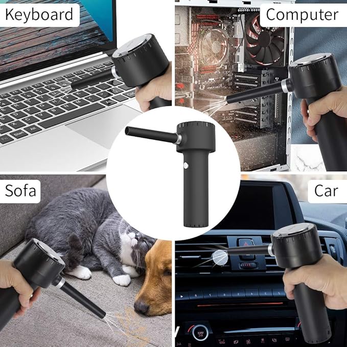 Compressed Air Duster, Electric Air Duster, Portable 45000 RPM Cordless Dust Blower, 6000mAh Battery Air Can Duster, Powerful Computer Keyboard Cleaning Air Spray, Rechargeable Electric Canned Air