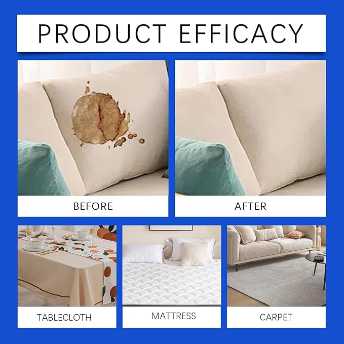 Couch Cleaner For Fabric, Powerful Stain Remover Spray, Professional Sofa Cleaner, Laundry Stain Removers, Household Supplies for Kitchen Car Patio Carpet Upholstery Leather RV