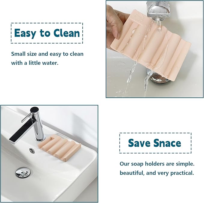 Silicone Soap Dish,Self Draining Soap Holder Perfect for Shower,Bathroom Sink,Kitchen Sink & Travel,Non-Slip Bar Soap Holder Extend Soap Life,Keep Soap Bars Dry & Easy Cleaning Pink-1Pcs