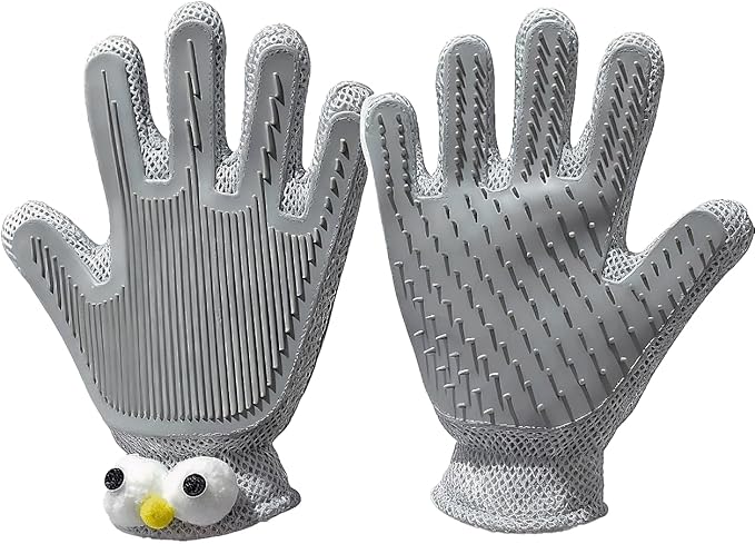 Pet Hair Remover Glove for Dogs & Cats - Deshedding Mitt & Grooming Brush - Gentle Massage Tool for Shedding Pets with Short or Long Fur - Bath Brush for Efficient Cleaning