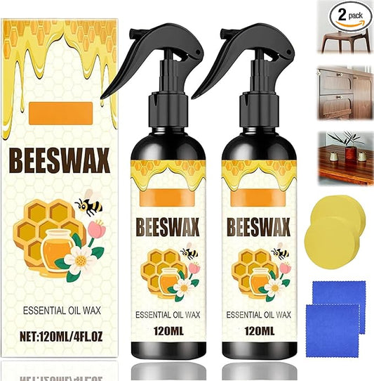 2PCS Beeswax Spray, Beeswax Spray Furniture Polish,Natural Care and Repair Agent, Suitable for Living Room, Kitchen, Wooden Furniture and Floor