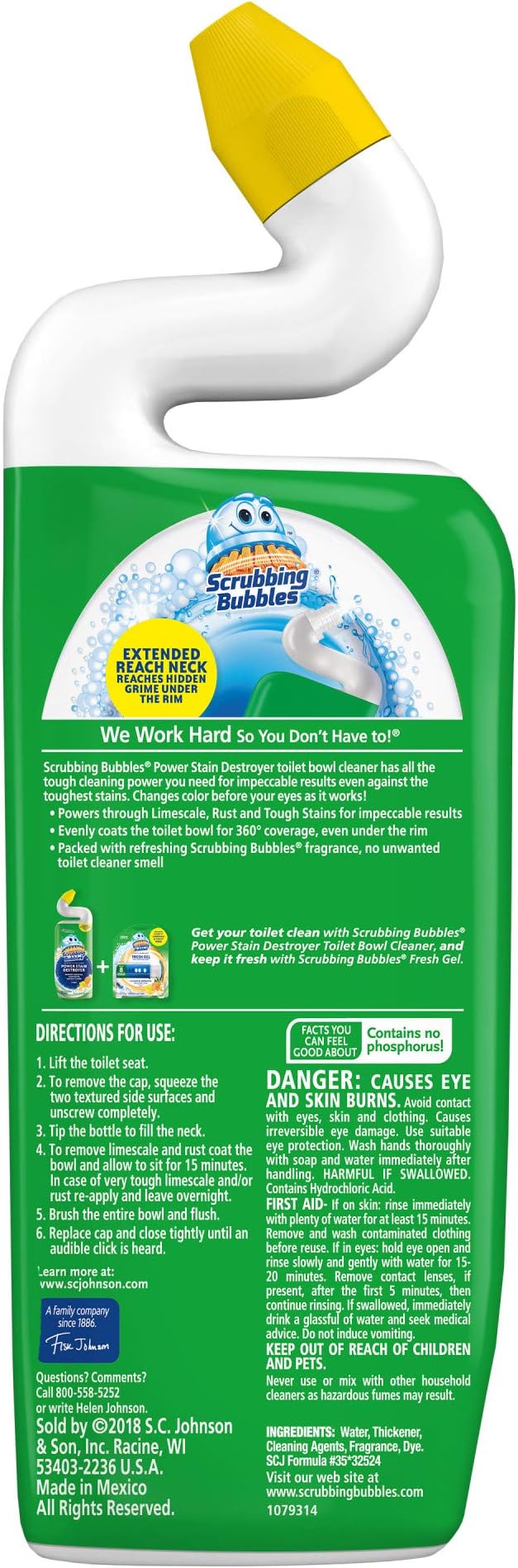 Scrubbing Bubbles Extra Power Toilet Bowl Cleaner, Citrus, 1 Squeeze Bottle, 24 oz