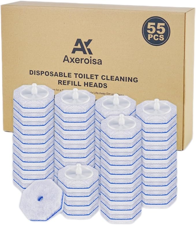 55 Pcs Toilet Wand Refills for Clorox, Upgrade Disposable Replacement Heads, Compatible with Clorox Toilet Wand for Bathroom Multi-Surface Cleaning