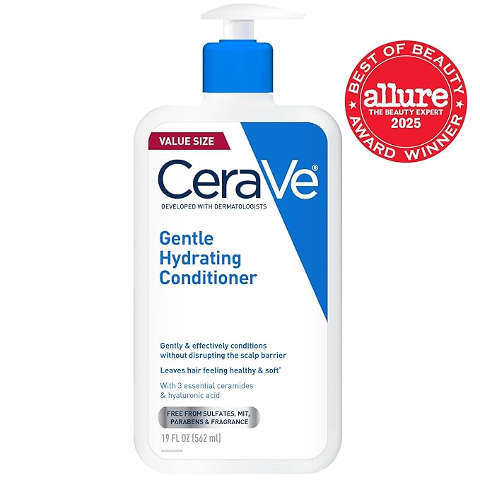 CeraVe Gentle Hydrating Conditioner, Hair Conditioner With Ceramides, Niacinamide & Hyaluronic Acid, Sulfate Free & Color Safe, Moisturizing Conditioner For All Hair & Scalp Types, 19oz