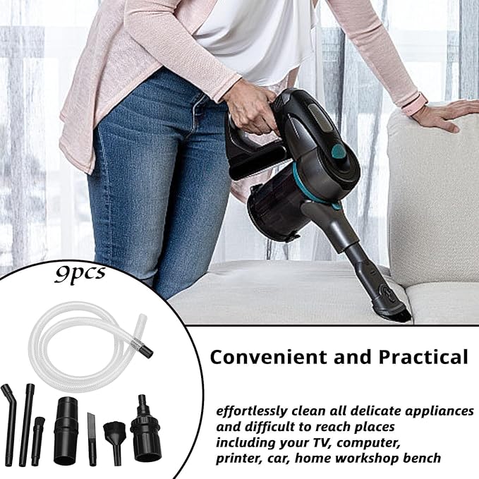 Mini Micro Vacuum Cleaner Attachment Tool Kit, 9 PCS Set Vacuum Attachments for Small Spaces, Micro Vacuum Cleaner Attachments Car Vehicle Cleaning Kit Keyboard Crevice Cleaning Tool