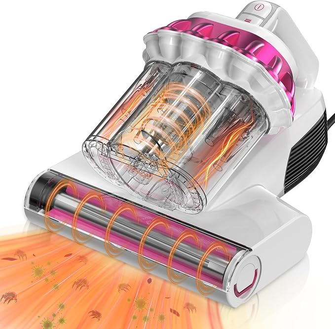Mattress Vacuum Cleaner - 18Kpa Bed Vacuum with LED Display, 253.7nm UV-C Light, 149°F Heat Ultrasonic & Hepa Filter, Handheld Couch Cleaner with 3L Dust Cup for Pet Carpet Sofa Hair (Corded)