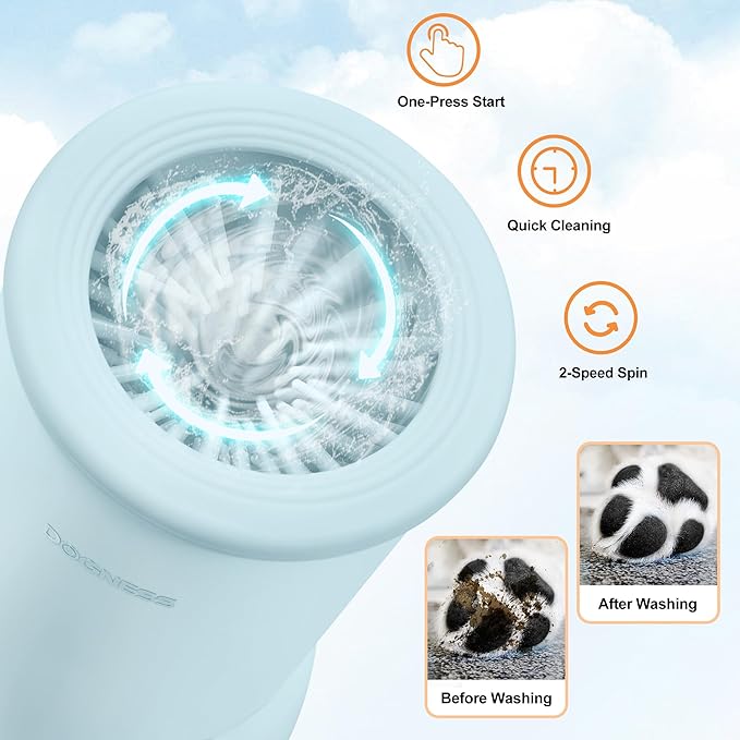 DOGNESS W01 Automatic Dog Paw Cleaner for Small to Medium Dogs (Light Blue)