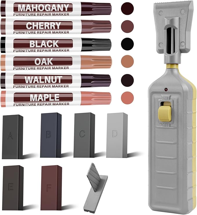 Laminate Floor Repair Kit -6PCS Vinyl Floor Wax with 6PCS Wood Touch Up Marker Restore Any Scratches, Stains, Cracks, Hole for Floor, Door, Cabinet
