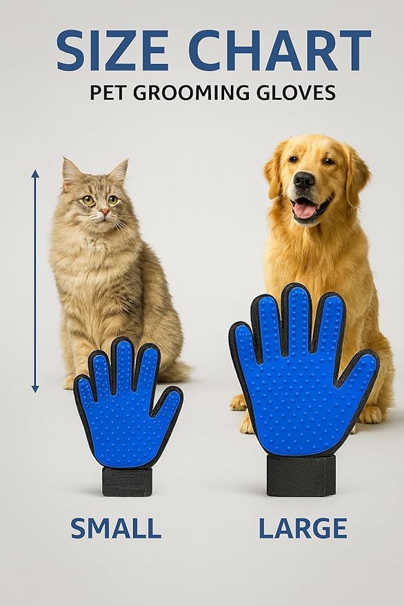 Pet Grooming Gloves for Dogs & Cats – Gentle Hair Remover, Deshedding Bath Mitt, 2-in-1 Brush & Massage, Waterproof & Washable, Blue (1 Pair)