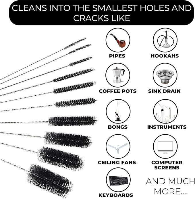 Flexible Drain Cleaning Brush (72" Long) for Drains, Bottles, Bathroom Sink, Bathtub, Shower, and Kitchen Sink, Heavy-Duty Double Ended Nylon with Elastic Hose, Bathroom Essentials, Blue