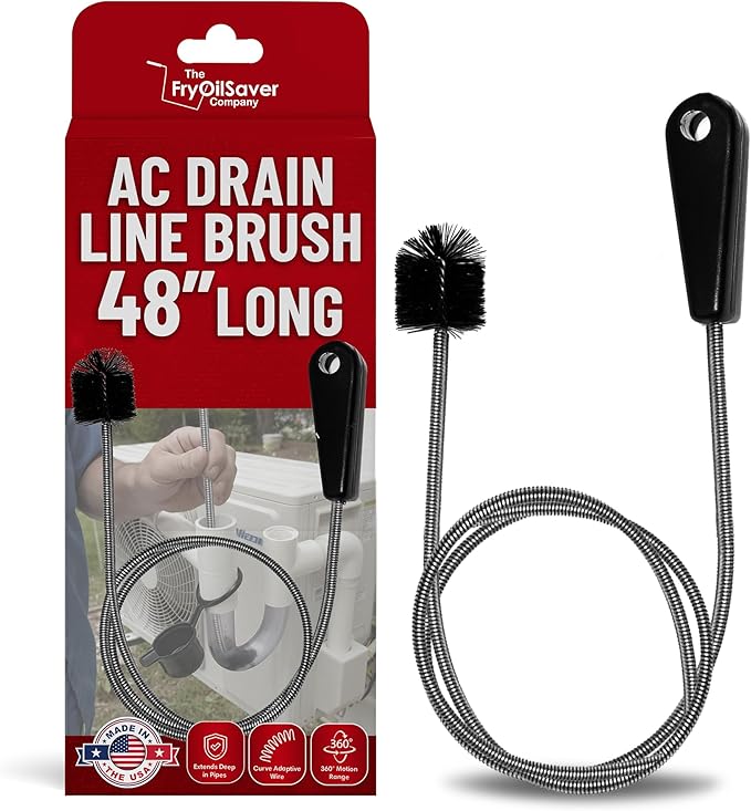 48" Flexible Long Pipe Brush | AC Drain Cleaner Tool | Sink Line Unclogger | Condensate Line Cleaning Brush | Easy Cleaning Flexible Drain Snake for Food, Hair & Clog Removal by FryOilSaver Co. B313C