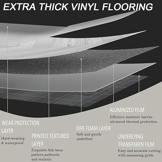 Oxdigi Peel and Stick Herringbone Vinyl Flooring Roll 23"x 196"/32 Sq.Ft, Self Adhesive Vinyl Floor Tiles Wood Plank Flooring Waterproof Wear-Resistant for Any Room, DIY Floor Coverings, Off-White