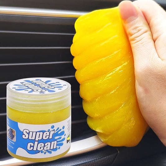 Car Cleaning Gel, Eco-Friendly & Biodegradable Detailing Putty for Car Interior, Reusable Slime for Vents, Keyboard Cleaner, Dust Cleaning Goop, Auto Accessories, Lemon Scented, 5.6 Oz