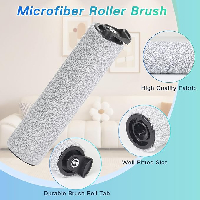 Roller Brush and Filters Replacement Parts for Tineco Floor One S5 Steam/IFloor 5 Steam Cordless Wet Dry Vacuum Cleaner- 2 Roller Brushes + 4 HEPA Filters + 1 Cleaning Brush (7 Pcs)