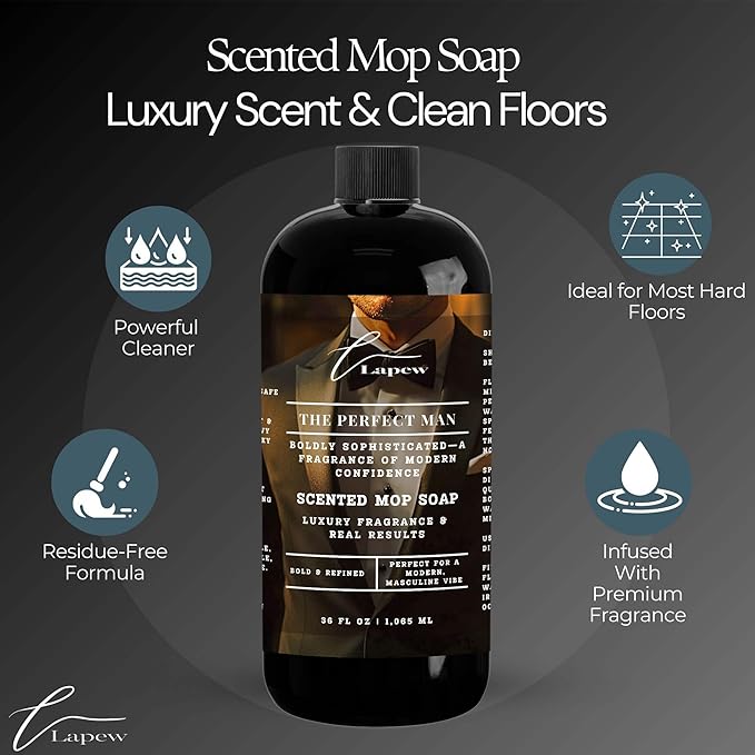 Luxury Floor Cleaner, Scented Mop Soap Concentrate | Hard Floor Cleaner for Tile, Vinyl, Laminate, LVP & Sealed Hardwood | Low-Foam, Streak-Free | 36 oz | The Perfect Man