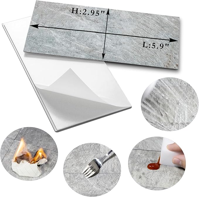AULIGET 100 Piece Mountain Rock Peel and Stick Backsplash Wall Tiles, 3" x 6" PVC Faux Stone Stick on Tiles for Backsplash Kitchen, Bathroom, Laundry Room, Camper, Fireplace