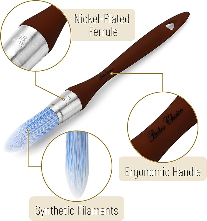 Bates- Trim Paint Brush, 0.75 Inch, Ergonomic Non-Slip Handle, Synthetic Bristles, Trim Brushes for Painting, Soft Mauve Color