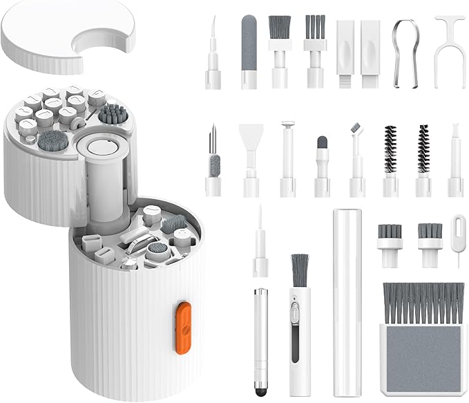 GK GAMAKAY Keyboard Cleaning Kit, 33-in-1 Multifunctional Magnetism Rotating Cleaning Kit, Portable Electronics Brush Tool for iPad iPhone Pro Tablet PC Camera Lens Earbuds Monitor (White)