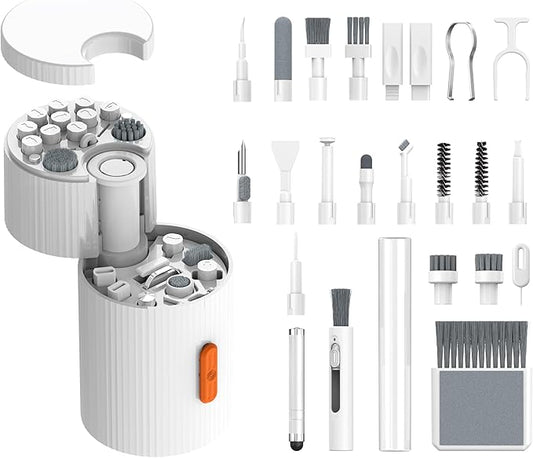 GK GAMAKAY Keyboard Cleaning Kit, 33-in-1 Multifunctional Magnetism Rotating Cleaning Kit, Portable Electronics Brush Tool for iPad iPhone Pro Tablet PC Camera Lens Earbuds Monitor (White)