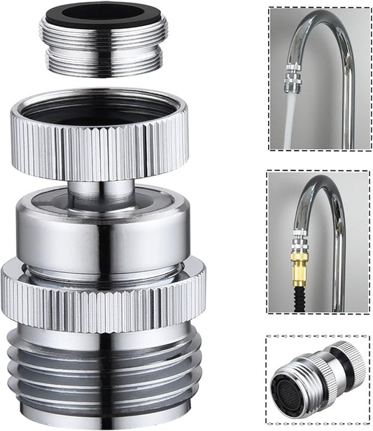 Faucet Adapter with Aerator, Sink Faucet to 3/4" Garden Hose Adapter, Swivel Faucet Adapter Kit, Faucet Adapter to Garden Hose for Kitchen Bathroom