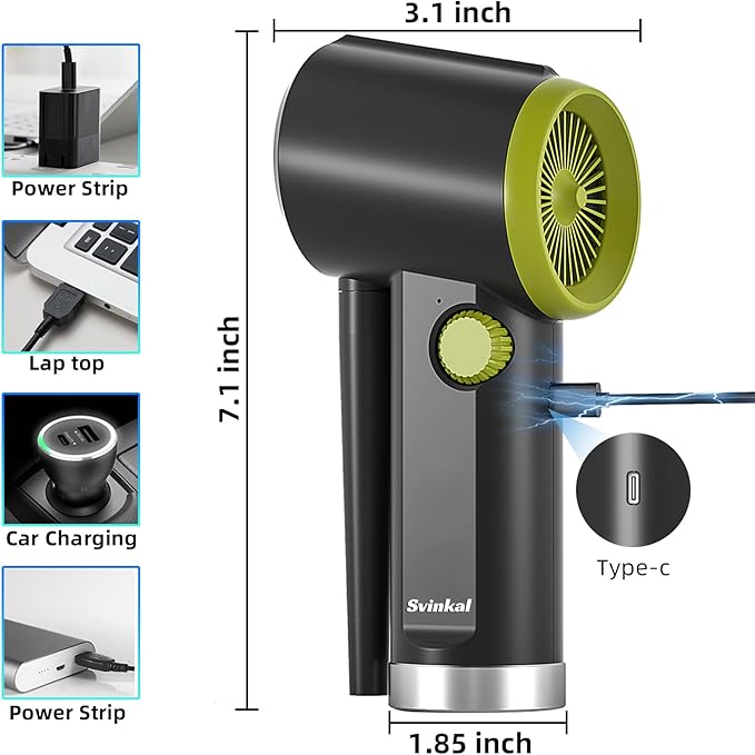 Compressed air Duster Electric, Computer air Blower Gun, air Blower for Computer Keyboard, Cordless air Duster, for Cleaning Camera Toys Greenery Computer Keyboard, etc（Brushless Motor）