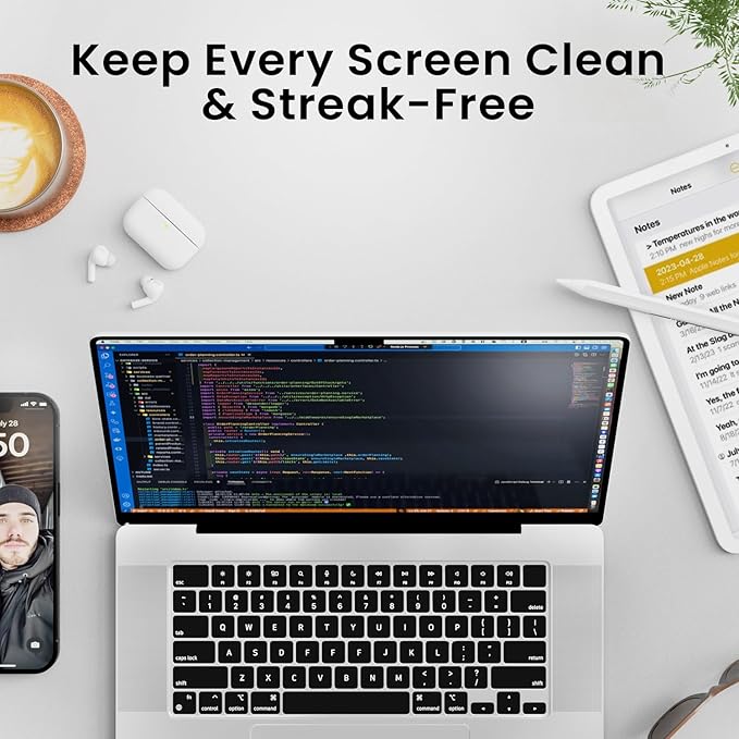 EVEO® Screen Cleaner Spray (Streak-Free) TV Screen Cleaner for Smart TV, LCD, LED, OLED | Computer Screen Cleaner Spray and Wipe Microfiber Cloth for TV, Monitor, Laptop, iPad, Tesla & More - 1 Pack
