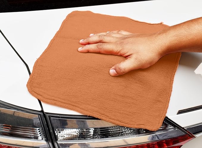 DAN RIVER Shop Towels, 50 Pack Commercial Use Orange Terry Cloth Rags for Cleaning Cars & Household Surfaces – Well Absorbent, Reusable Cleaning Rags & Wash Clothes – Washable Towels