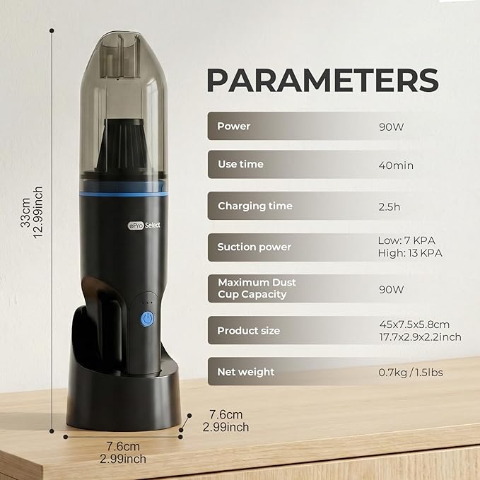 Apical Life Mini Crumb Vacuum Rechargeable 10000Pa Brushless Motor, 1.6lbs Cordless Handheld Vacuum with LED Light for Car Home Office