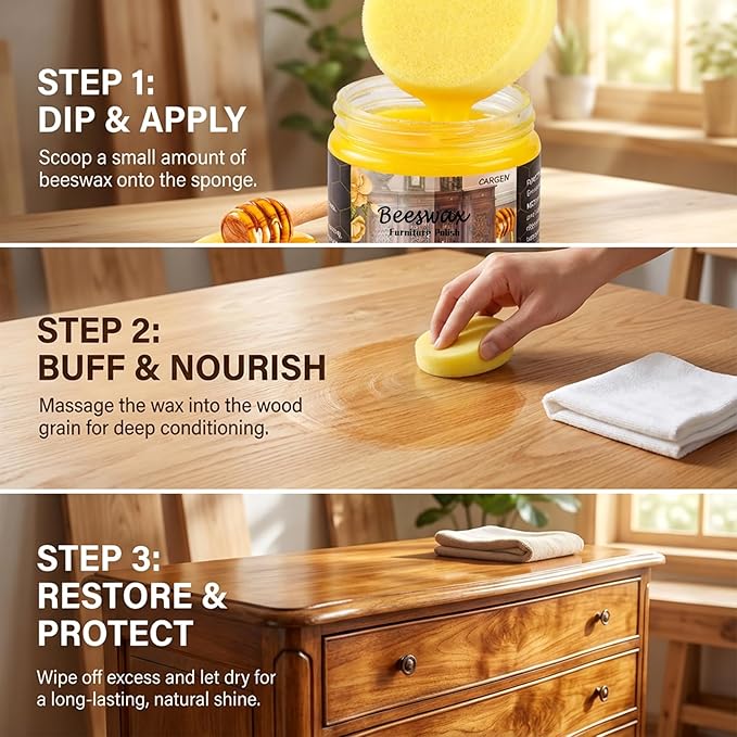 CARGEN 3 PCS Wood Seasoning Beewax Natural Beewax Traditional Wood Wax Multipurpose Beeswax Furniture Polish for Wood Polish Furniture Care