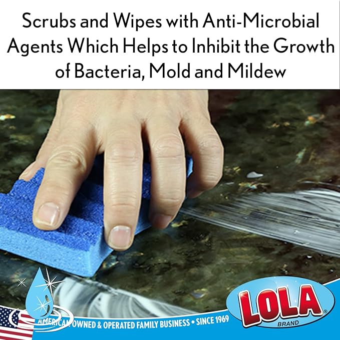 LOLA All Purpose Scrub Sponge, 12 Pack, Made in USA Scrub Sponge- Superior Technology, Non-Scratch, Long Lasting - Dishes, Mugs, Non-Stick Cookware