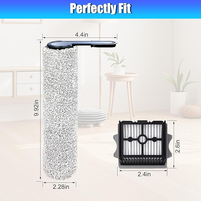 Floor ONE Stretch S6 Roller Brush and Filters for Tineco Floor ONE Stretch S6/Swtich S6/S7 Stretch/S9 Artist/i5 Stretch /i6 Stretch Wet Dry Cordless Cleaners-6Pack