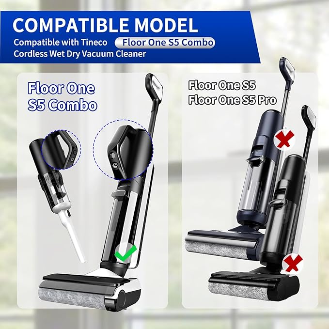 keluke Only S5Combo - Replacement Roller Brush and Filters Compatible with Tineco Floor One S5Combo Wet Dry Cordless Vacuum Cleaner(Not for Others S5 Series Models) 2 Brushes Roller,4 Filters