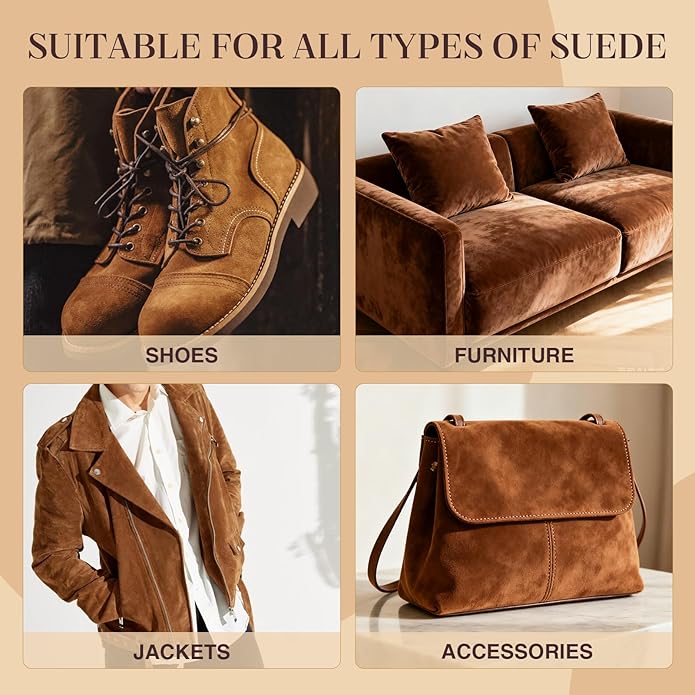 Suede & Nubuck Care Kit, 5-Piece Set with Cleaner, Protector, Suede Brush & Eraser Clean, Microfiber Cloth, Premium Care Kit Protect for Shoes, Boots, Uggs, Furniture, Jackets, Bags and Apparel