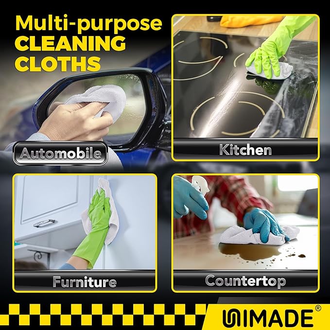 Microfiber Cleaning Cloth, 24 Pack Reusable Microfiber Towels for Cars Lint Free Cleaning Shop Towel Rags for Home Kitchen Automotive Bar Mechanic Restaurant Garage, 11.5"x 11.5", White