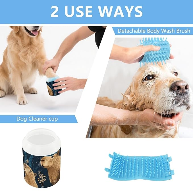 Dog Paw Cleaner Cups for Dogs Pets Foot Washer Paw Scrubber for Medium Small Cats Dogs Cleaning Cup Blue Cute Capybara Anchor Seaweed