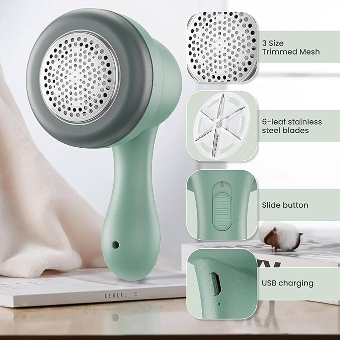Fabric Shaver, Lint Remover for Clothes, Electric Lint Remover with 3 Replaceable Blades, Removes Fabric Pills, Rechargeable Sweater Defuzzer Pill Remover, Depiller Effectively Remove Pills