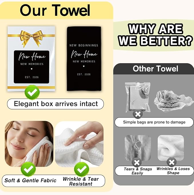 New Home Gift Kitchen Towels with Saying, Funny Decorative Hand Towel, Housewarming Gift Ideas for New Homeowners, Cute Funny Hand Towels Bathroom Kitchen 16x24 Inch Black-b01