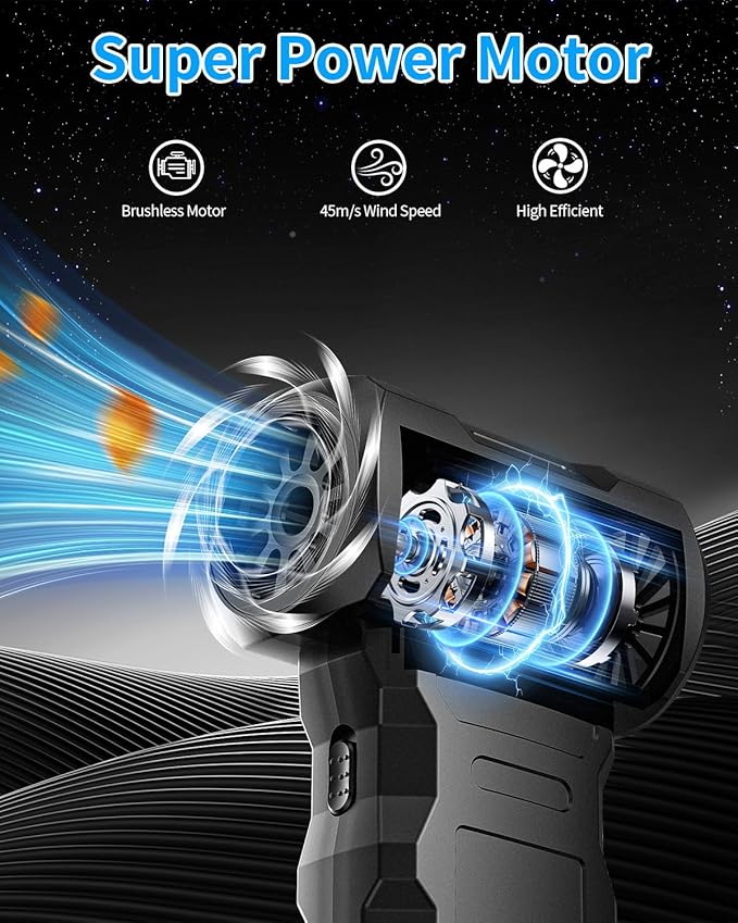 Electric Compressed Air Duster, Rechargeable Portable Air Duster for PC Computer, Cordless Handheld Air Blower with Speed Adjustable Knob, Mini Air Duster for Keyboard, Outdoor Cleaning